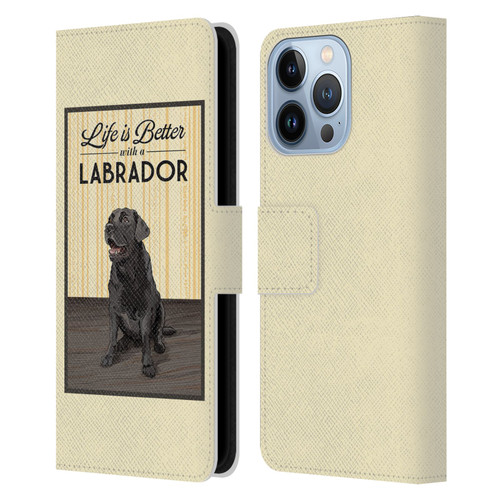 Lantern Press Dog Collection Labrador Leather Book Wallet Case Cover For Apple iPhone 13 Pro