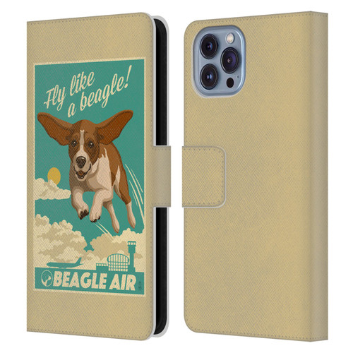 Lantern Press Dog Collection Fly Like A Beagle Leather Book Wallet Case Cover For Apple iPhone 14