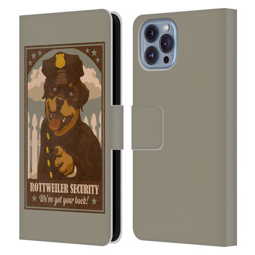 Lantern Press Dog Collection Rottweiller Security Leather Book Wallet Case Cover For Apple iPhone 14