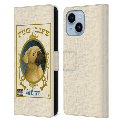 Lantern Press Dog Collection Pug Life Leather Book Wallet Case Cover For Apple iPhone 14 Plus
