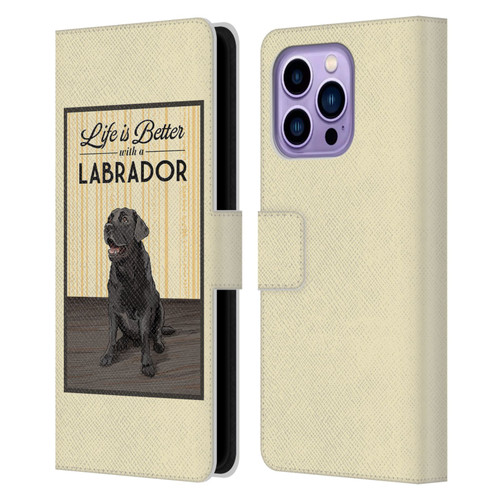 Lantern Press Dog Collection Labrador Leather Book Wallet Case Cover For Apple iPhone 14 Pro Max