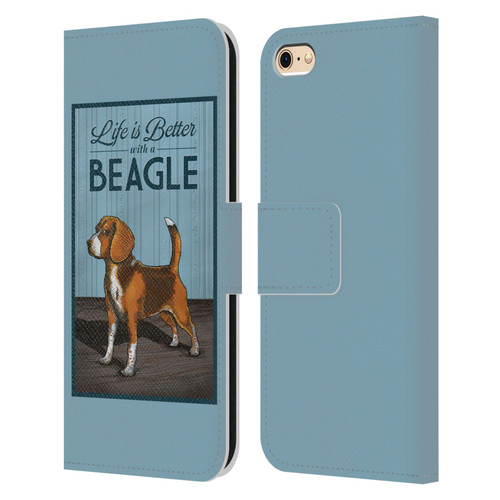 Lantern Press Dog Collection Beagle Leather Book Wallet Case Cover For Apple iPhone 6 / iPhone 6s