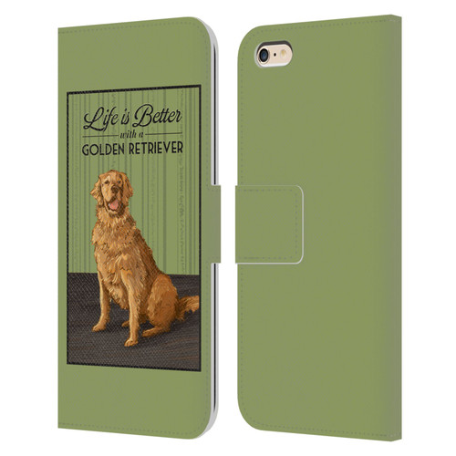 Lantern Press Dog Collection Life Is Better With A Golden Retriever Leather Book Wallet Case Cover For Apple iPhone 6 Plus / iPhone 6s Plus