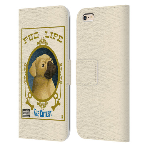 Lantern Press Dog Collection Pug Life Leather Book Wallet Case Cover For Apple iPhone 6 Plus / iPhone 6s Plus