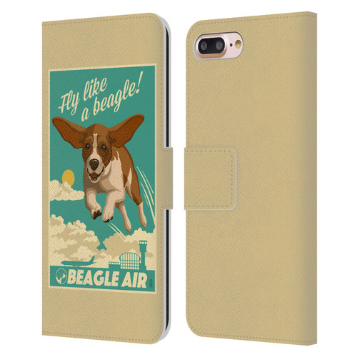 Lantern Press Dog Collection Fly Like A Beagle Leather Book Wallet Case Cover For Apple iPhone 7 Plus / iPhone 8 Plus