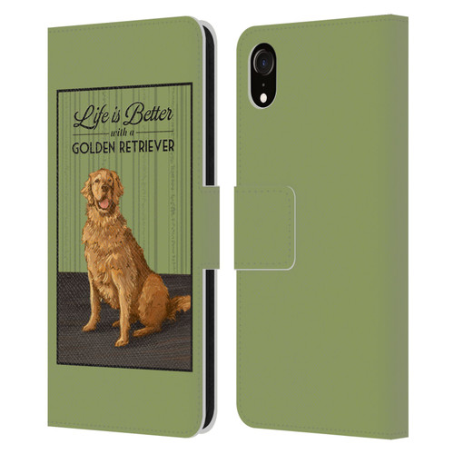 Lantern Press Dog Collection Life Is Better With A Golden Retriever Leather Book Wallet Case Cover For Apple iPhone XR