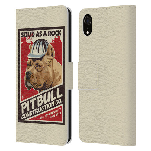 Lantern Press Dog Collection Pitbull Construction Leather Book Wallet Case Cover For Apple iPhone XR