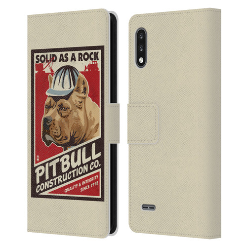 Lantern Press Dog Collection Pitbull Construction Leather Book Wallet Case Cover For LG K22