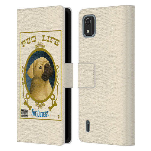 Lantern Press Dog Collection Pug Life Leather Book Wallet Case Cover For Nokia C2 2nd Edition