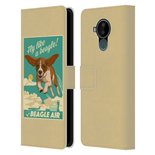 Lantern Press Dog Collection Fly Like A Beagle Leather Book Wallet Case Cover For Nokia C30