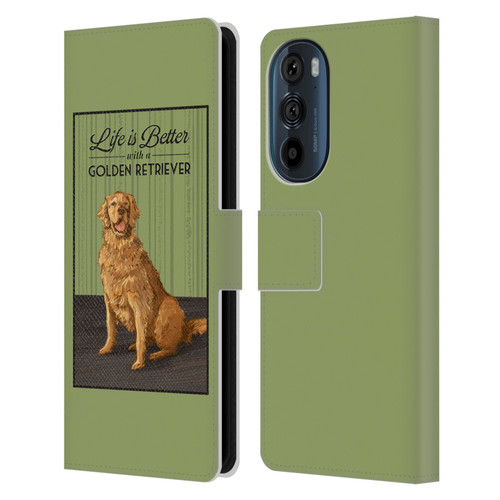 Lantern Press Dog Collection Life Is Better With A Golden Retriever Leather Book Wallet Case Cover For Motorola Edge 30