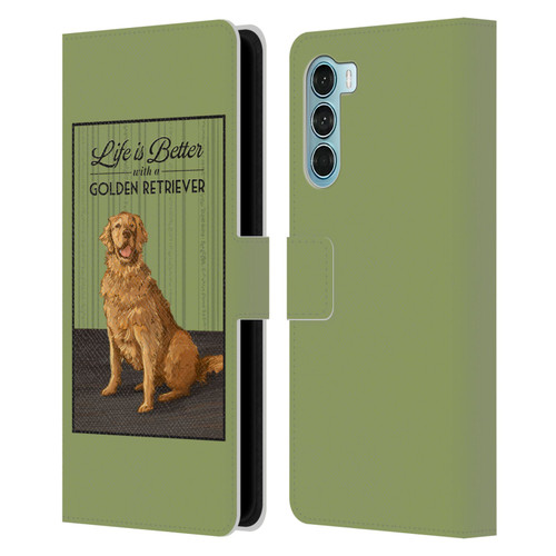 Lantern Press Dog Collection Life Is Better With A Golden Retriever Leather Book Wallet Case Cover For Motorola Edge S30 / Moto G200 5G