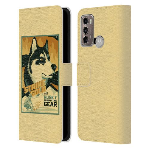 Lantern Press Dog Collection Husky Leather Book Wallet Case Cover For Motorola Moto G60 / Moto G40 Fusion