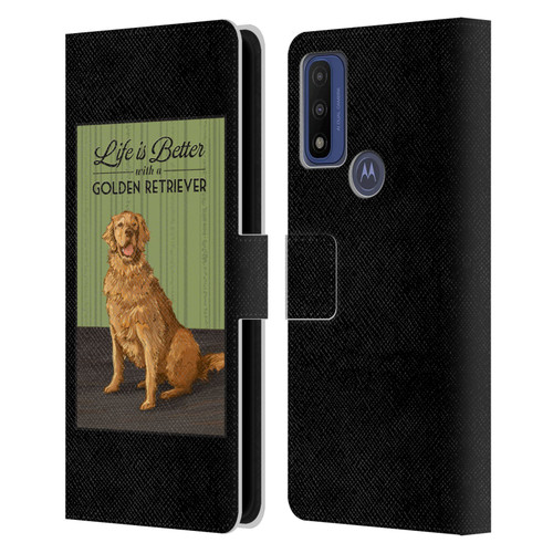 Lantern Press Dog Collection Life Is Better With A Golden Retriever Leather Book Wallet Case Cover For Motorola G Pure