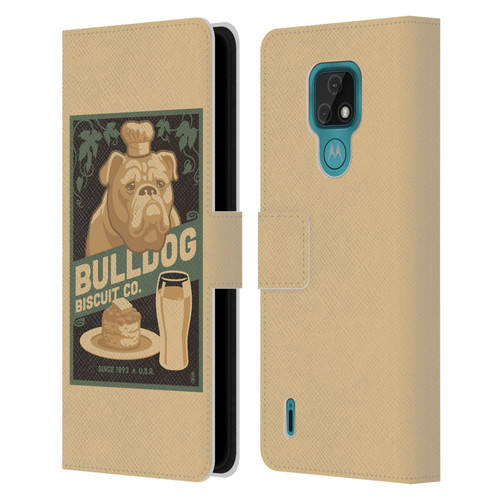 Lantern Press Dog Collection Bulldog Leather Book Wallet Case Cover For Motorola Moto E7