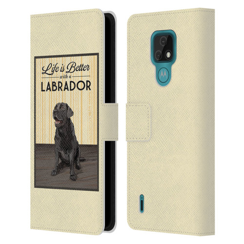 Lantern Press Dog Collection Labrador Leather Book Wallet Case Cover For Motorola Moto E7