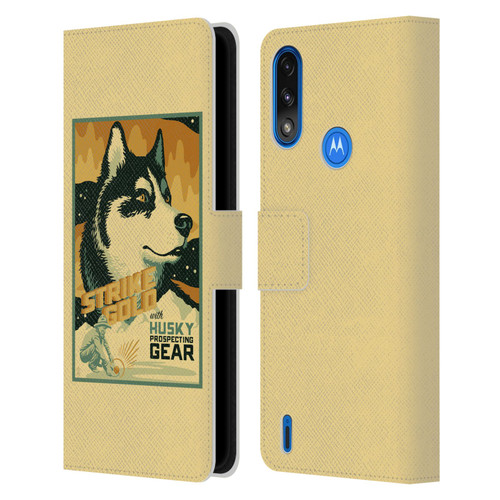 Lantern Press Dog Collection Husky Leather Book Wallet Case Cover For Motorola Moto E7 Power / Moto E7i Power