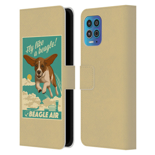 Lantern Press Dog Collection Fly Like A Beagle Leather Book Wallet Case Cover For Motorola Moto G100