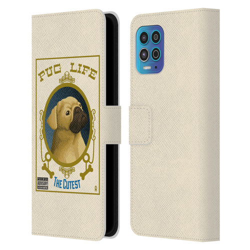 Lantern Press Dog Collection Pug Life Leather Book Wallet Case Cover For Motorola Moto G100