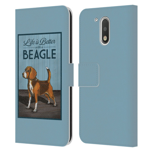Lantern Press Dog Collection Beagle Leather Book Wallet Case Cover For Motorola Moto G41