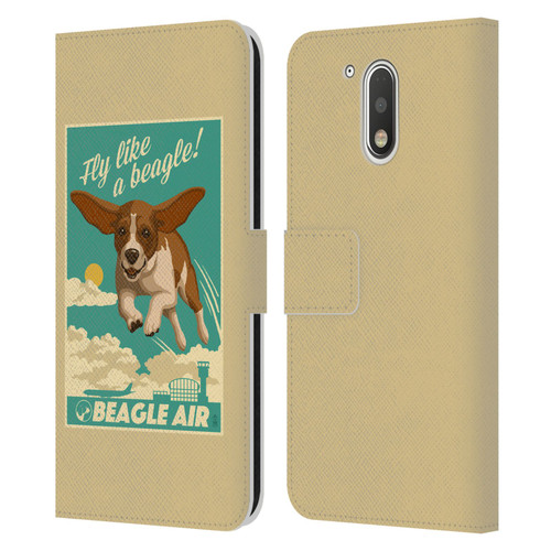 Lantern Press Dog Collection Fly Like A Beagle Leather Book Wallet Case Cover For Motorola Moto G41