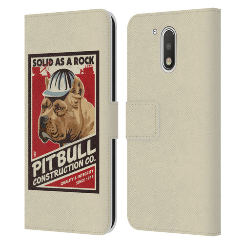 Lantern Press Dog Collection Pitbull Construction Leather Book Wallet Case Cover For Motorola Moto G41