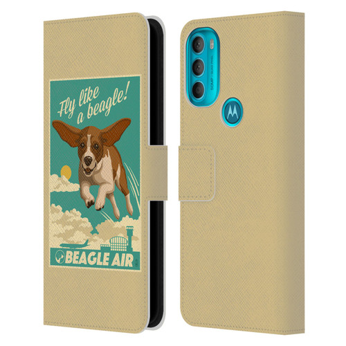 Lantern Press Dog Collection Fly Like A Beagle Leather Book Wallet Case Cover For Motorola Moto G71 5G