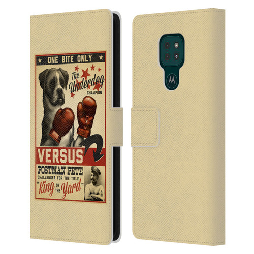 Lantern Press Dog Collection Versus Leather Book Wallet Case Cover For Motorola Moto G9 Play