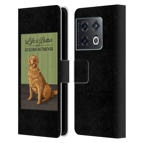 Lantern Press Dog Collection Life Is Better With A Golden Retriever Leather Book Wallet Case Cover For OnePlus 10 Pro