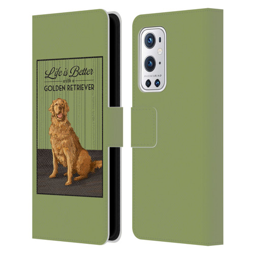 Lantern Press Dog Collection Life Is Better With A Golden Retriever Leather Book Wallet Case Cover For OnePlus 9 Pro