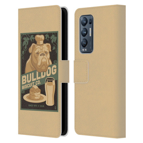 Lantern Press Dog Collection Bulldog Leather Book Wallet Case Cover For OPPO Find X3 Neo / Reno5 Pro+ 5G