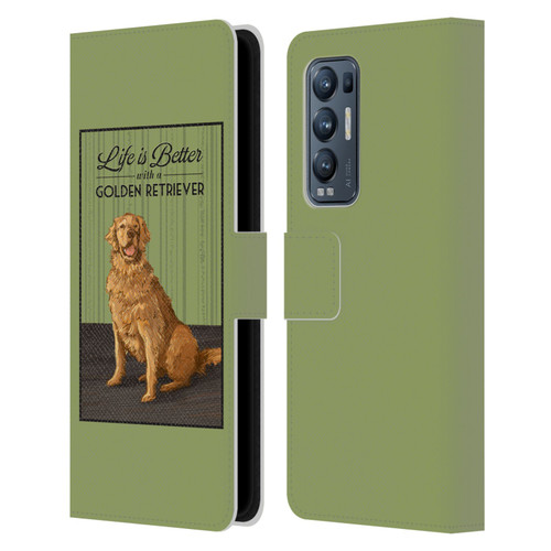 Lantern Press Dog Collection Life Is Better With A Golden Retriever Leather Book Wallet Case Cover For OPPO Find X3 Neo / Reno5 Pro+ 5G