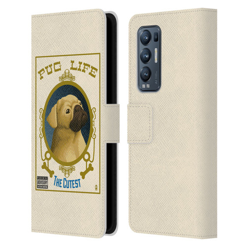 Lantern Press Dog Collection Pug Life Leather Book Wallet Case Cover For OPPO Find X3 Neo / Reno5 Pro+ 5G
