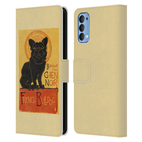 Lantern Press Dog Collection French Bulldog Leather Book Wallet Case Cover For OPPO Reno 4 5G