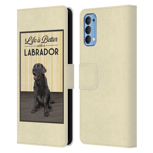 Lantern Press Dog Collection Labrador Leather Book Wallet Case Cover For OPPO Reno 4 5G