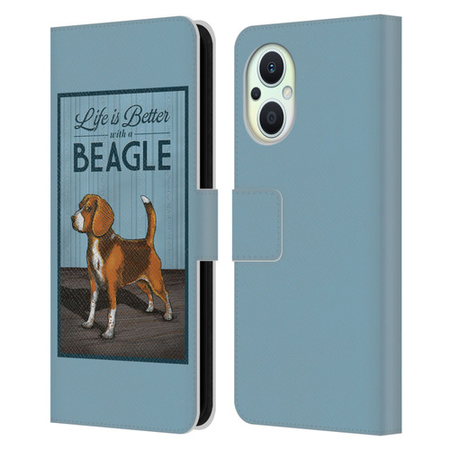 Lantern Press Dog Collection Beagle Leather Book Wallet Case Cover For OPPO Reno8 Lite