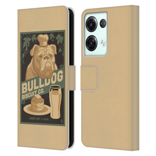 Lantern Press Dog Collection Bulldog Leather Book Wallet Case Cover For OPPO Reno8 Pro