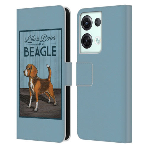 Lantern Press Dog Collection Beagle Leather Book Wallet Case Cover For OPPO Reno8 Pro