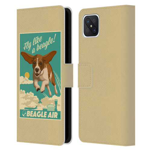 Lantern Press Dog Collection Fly Like A Beagle Leather Book Wallet Case Cover For OPPO Reno4 Z 5G