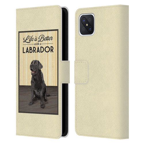 Lantern Press Dog Collection Labrador Leather Book Wallet Case Cover For OPPO Reno4 Z 5G