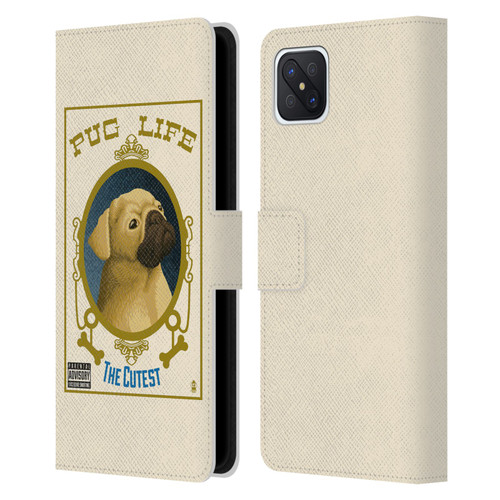 Lantern Press Dog Collection Pug Life Leather Book Wallet Case Cover For OPPO Reno4 Z 5G