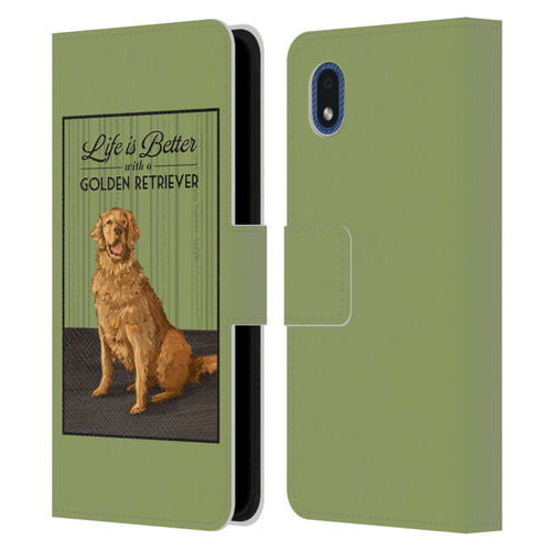 Lantern Press Dog Collection Life Is Better With A Golden Retriever Leather Book Wallet Case Cover For Samsung Galaxy A01 Core (2020)
