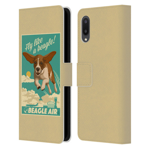 Lantern Press Dog Collection Fly Like A Beagle Leather Book Wallet Case Cover For Samsung Galaxy A02/M02 (2021)