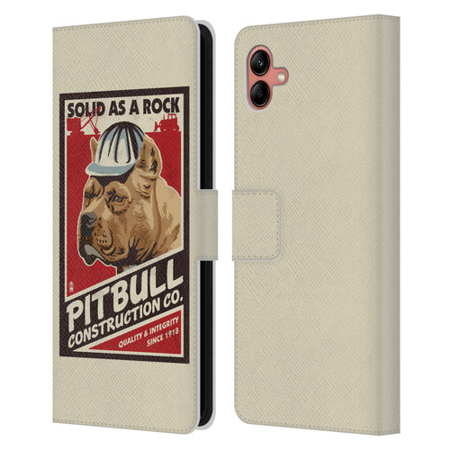Lantern Press Dog Collection Pitbull Construction Leather Book Wallet Case Cover For Samsung Galaxy A04 (2022)