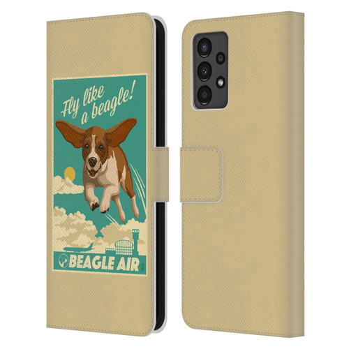 Lantern Press Dog Collection Fly Like A Beagle Leather Book Wallet Case Cover For Samsung Galaxy A13 (2022)