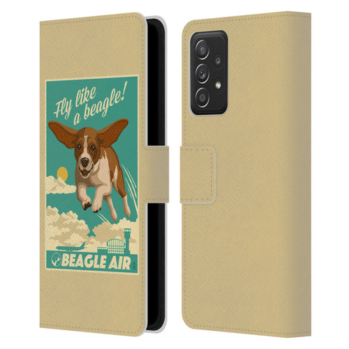 Lantern Press Dog Collection Fly Like A Beagle Leather Book Wallet Case Cover For Samsung Galaxy A53 5G (2022)