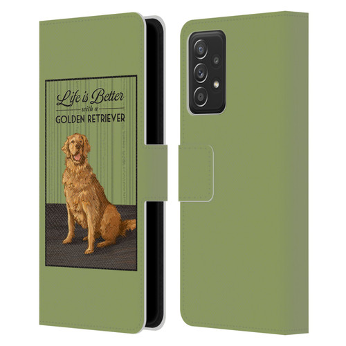 Lantern Press Dog Collection Life Is Better With A Golden Retriever Leather Book Wallet Case Cover For Samsung Galaxy A53 5G (2022)