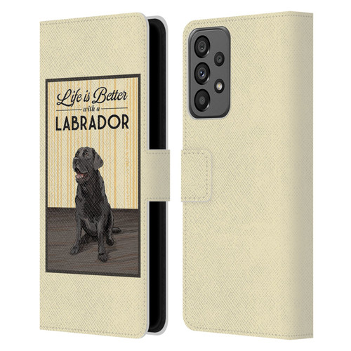 Lantern Press Dog Collection Labrador Leather Book Wallet Case Cover For Samsung Galaxy A73 5G (2022)