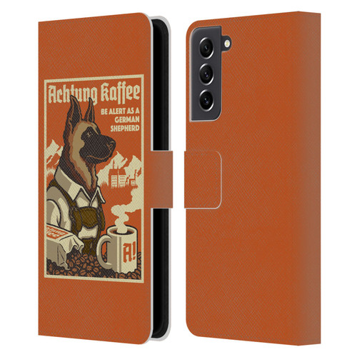 Lantern Press Dog Collection German Sheperd Leather Book Wallet Case Cover For Samsung Galaxy S21 FE 5G