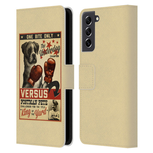 Lantern Press Dog Collection Versus Leather Book Wallet Case Cover For Samsung Galaxy S21 FE 5G